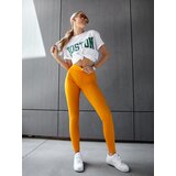Fasardi Women's ribbed mustard cotton leggings Cene