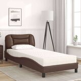  Postelja z vzmetnico rjava 80x200 cm umetno usnje | Shoptok.si
