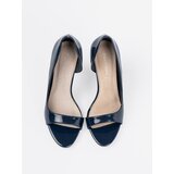 GOODIN Navy blue patent pumps with open toes | shoptok.hr