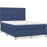 vidaXL Box spring postelja z vzmetnico modra 140x200 cm blago, (20892664) Cene