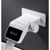  BSW1500 ELITE EDITION: Moderna zidna kupaonska slavina s preklopnim izljevom od 180° i prikazom temperature - Bijela | shoptok.hr