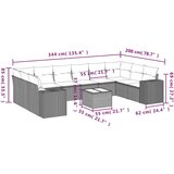  11-dijelni set vrtnih sofa poliratan s jastucima svijetlosivi | shoptok.hr