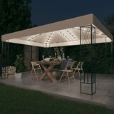  Sjenica s LED svjetlosnim trakama 3 x 4 m krem od tkanine Slike