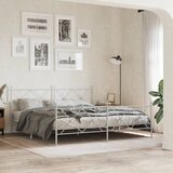  The Living Store Kovinski posteljni okvir z vzglavjem in vznožjem bel 183x213 cm - Posteljni Okvir, (21500897) | Shoptok.si