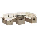 vidaXL 9-dijelni set vrtnih sofa s jastucima bež od poliratana | shoptok.hr