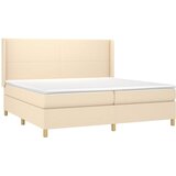  Krevet s oprugama i madracem krem 200 x 200 cm od tkanine | shoptok.hr
