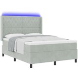 vidaXL Box Spring Postelja z Vložkom & LED Svetloba Svetlo siva 160x200 cm Velur u