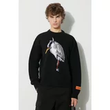 Heron Preston Vuneni pulover Bird Knit Crewneck za muškarce, boja: crna, HMHE013F23KNI0031009