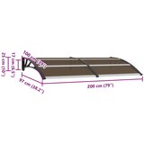 Nadstrešnica za vrata crna 200 x 100 cm PC | shoptok.hr