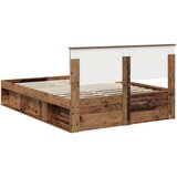  Okvir za krevet s uzglavljem Staro drvo 135 x 190 cm | shoptok.hr