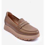 Kesi Leather platform shoes with embellishment, beige Lemar Lehira | Shoptok.si