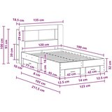  Okvir kreveta s pohranom Dimljeni hrast 120 x 190 cm - Dimljeni hrast 120 x 190 cm sa središnjom policom | shoptok.hr