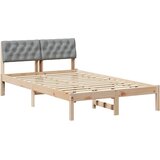  Okvir kreveta s uzglavljem Smeđa i svijetlo siva 120 x 190 cm | shoptok.hr