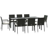  9-dijelni vrtni blagovaonski set s jastucima crni od poliratana | shoptok.hr