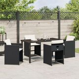 vidaXL 5-delni set jedilnih garnitur z blazinami Črna Poli ratan | Shoptok.si