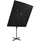 vidaXL Konzolni suncobran s dvostrukim vrhom 250 x 250 cm crni Cijene