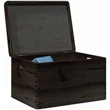 vidaXL Lesena &scaron;katla s pokrovom in ročaji črna 40x30x23 cm borovina cene
