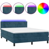  box spring s madracem LED tamnoplavi 140x190 cm baršun | shoptok.hr