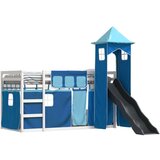  Krevet na kat s toboganom i zavjesama plavi 90 x 200 cm | shoptok.hr