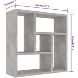  Zidna polica siva boja betona 45,1x16x45,1 cm konstruirano drvo | Eponuda.com