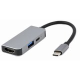 Gembird A-CM-COMBO3-02 USB Type-C 3-in-1 multi-port adapter (USB port + HDMI + PD), silver | shoptok.hr