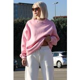 Madmext Pink Crew Neck Basic Sweatshirt Cene