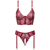 Cottelli dvodijelni čipkasti set s podvezicom (crveni) | shoptok.hr