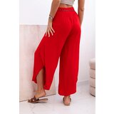 Kesi Włoski Women's viscose trousers with leg slit red | shoptok.hr