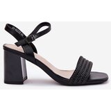 VINCEZA Womens Sandals On A Heel With Rhinestones And Weaving | Shoptok.si