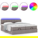 vidaXL Otomanski posteljni okvir z vzmetnicami taupe 200x200 cm blago | Shoptok.si
