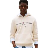 Tommy Hilfiger Logo Embroidery Hoodie Heathered Oatmilk Bež | shoptok.hr