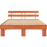 vidaXL Posteljni okvir s hrbtom Rjava 140x200 cm Trden borov les | Shoptok.si