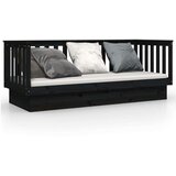  Dnevna postelja črna 75x190 cm trdna borovina, (20724262) | Shoptok.si