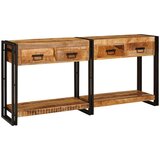  Konzolni stolovi 2 pcs Smeđa 161 x 33 x 75 cm Čvrsto drvo manga | shoptok.hr