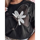 DStreet T-shirt damski oversize z efektem 3D PETALOVE czarny | Shoptok.si