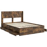  Krevetna konstrukcija s pohranom i uzglavljem Dimljeni hrast Smeđa 120 x 200 cm | Shoptok.si
