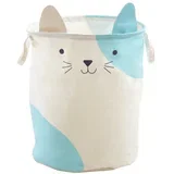 Bela tekstilna otroška škatla za shranjevanje ø 40x48 cm Mimo Cat Face –