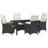 vidaXL 5-delni set vrtne jedilne mize z blazinami Črn poli ratan, (22087804) | Shoptok.si