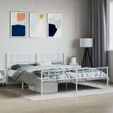 Metalni okvir kreveta uzglavlje i podnožje bijeli 200x200 cm Cijene