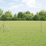 vidaXL evropska ograja s 13 stebri 0.8x25 m galvanizirano jeklo | Shoptok.si
