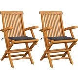 Maison Chic Vrtni stoli - Stol za vrt z antracitnimi blazinami 2 kosa trdna tikovina JS2067, (21876798) | Shoptok.si