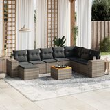 Maison Chic Seti vrtnega pohištva - Vrtna garnitura - Vrtni pohištvo set 9-delna z blazinami siv poli ratan, (21797025) | Shoptok.si