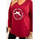 Kesi Women's blouse with a longer back and print burgundy | Shoptok.si