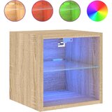 vidaXL Stenska TV omarica z LED lučkami sonoma hrast 30x28,5x30 cm | Shoptok.si