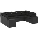  9-dijelni set vrtnih sofa s jastucima crni od poliratana | shoptok.hr