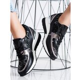 SHELOVET BLACK SNAKE PRINT LEATHER SNEAKERS Cijene
