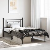  Metalni okvir za krevet s uzglavljem crni 107x203 cm | shoptok.hr