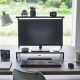 YAMAZAKI Črno kovinsko stojalo za monitor Tower – | Shoptok.si
