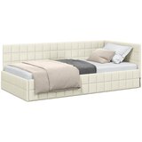  Kutni okvir kreveta s uzglavljem Krema 100 cm x 200 cm Baršun | shoptok.hr