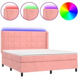  The Living Store Box spring postelja z vzmetnico LED roza 160x200 cm žamet - Box Spring Postelja, (21444452) | Shoptok.si
